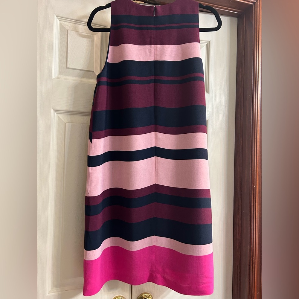 Ann Taylor Factory Sleeveless Burgundy—Multi Stripes Career Casual Dress - Picture 2 of 9